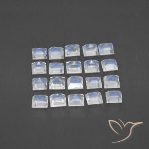 Pietra di luna arcobaleno naturale bianco da 2,22 ct, quadrato, trasparente