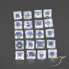 Gemme di Pietra di luna arcobaleno Bianco bluastro naturale da 2.89 ct, Quadrato, Trasparente