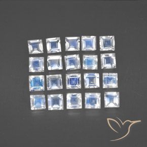 2.63ctw Naturale Bianco bluastro Pietra di luna arcobaleno, Quadrato, Trasparente
