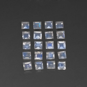Pietra di luna arcobaleno naturale bianco da 2,13 ct, quadrato, trasparente