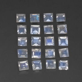 Pietra di luna arcobaleno naturale bianco da 2,13 ct, quadrato, trasparente
