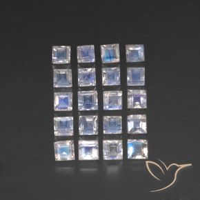 3.77ctw Naturale Bianco bluastro Pietra di luna arcobaleno, Quadrato, Trasparente