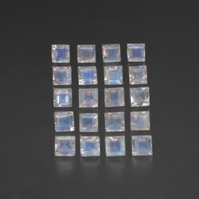 Pietra di luna arcobaleno naturale bianco da 3,89 ct, quadrato, trasparente