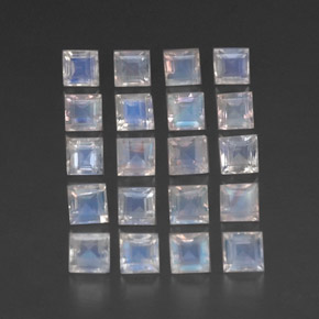 Pietra di luna arcobaleno naturale bianco da 3,89 ct, quadrato, trasparente