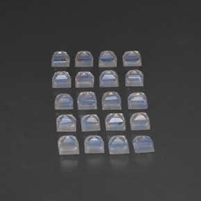 Pietra di luna arcobaleno naturale bianco da 3,89 ct, quadrato, trasparente