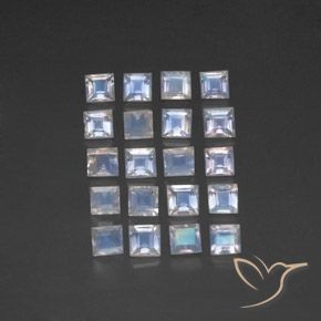 3.10ctw Naturale Bianco bluastro Pietra di luna arcobaleno, Quadrato, Trasparente