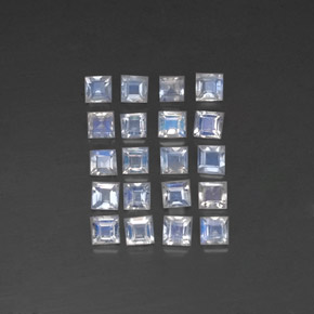 Pietra di luna arcobaleno naturale bianco da 2,11 ct, quadrato, trasparente