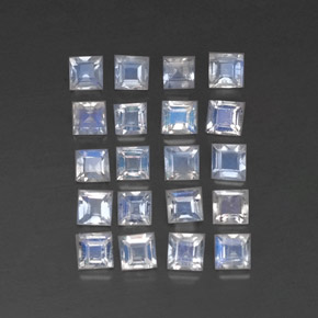 Pietra di luna arcobaleno naturale bianco da 2,11 ct, quadrato, trasparente