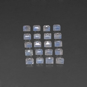 Pietra di luna arcobaleno naturale bianco da 2,11 ct, quadrato, trasparente