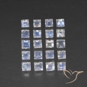 3.69ctw Naturale Bianco bluastro Pietra di luna arcobaleno, Quadrato, Trasparente
