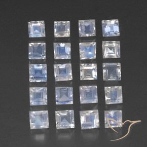 Gemme di Pietra di luna arcobaleno Bianco bluastro naturale da 3.69 ct, Quadrato, Trasparente
