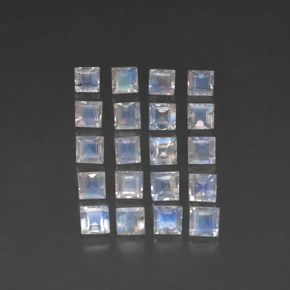 Pietra di luna arcobaleno naturale bianco da 3,80 ct, quadrato, trasparente