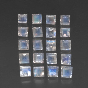 Pietra di luna arcobaleno naturale bianco da 3,80 ct, quadrato, trasparente