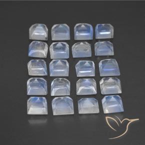 Gemme di Pietra di luna arcobaleno Bianco bluastro naturale da 2.84 ct, Quadrato, Trasparente