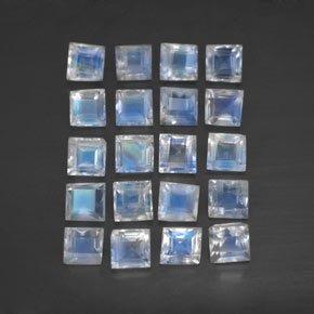 Pietra di luna arcobaleno naturale bianco da 2,88 ct, quadrato, trasparente