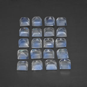 Pietra di luna arcobaleno naturale bianco da 2,88 ct, quadrato, trasparente