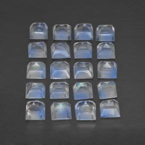 Pietra di luna arcobaleno naturale blu da 3,30 ct, quadrato, trasparente