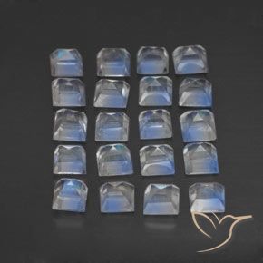 Gemme di Pietra di luna arcobaleno Bianco bluastro naturale da 3.03 ct, Quadrato, Trasparente