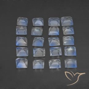 Gemme di Pietra di luna arcobaleno Bianco bluastro naturale da 2.48 ct, Quadrato, Trasparente