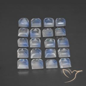 Gemme di Pietra di luna arcobaleno Bianco bluastro naturale da 2.65 ct, Quadrato, Trasparente