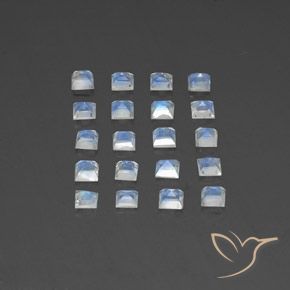 Gemme di Pietra di luna arcobaleno Bianco bluastro naturale da 2.85 ct, Quadrato, Trasparente