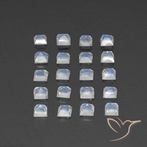 Gemme di Pietra di luna arcobaleno Bianco bluastro naturale da 3.01 ct, Quadrato, Trasparente