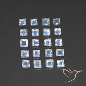 2.95ctw Naturale Bianco bluastro Pietra di luna arcobaleno, Quadrato, Trasparente