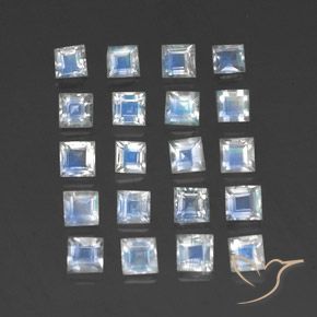Gemme di Pietra di luna arcobaleno Bianco bluastro naturale da 2.95 ct, Quadrato, Trasparente
