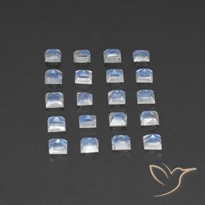Gemme di Pietra di luna arcobaleno Bianco bluastro naturale da 2.95 ct, Quadrato, Trasparente