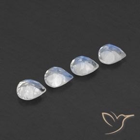 Gemme di Pietra di luna arcobaleno Bianco bluastro naturale da 1.36 ct, Forma a pera, Trasparente