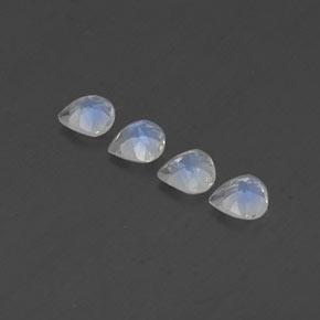 Gemme di Pietra di luna arcobaleno Bianco bluastro naturale da 1.32 ct, Forma a pera, Trasparente