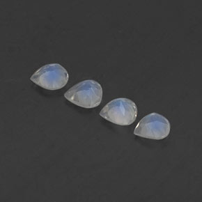 Pietra di luna arcobaleno naturale bianco da 1,40 ct, taglio a pera, trasparente