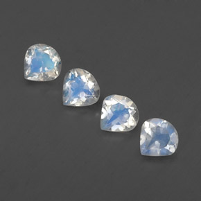 Pietra di luna arcobaleno naturale bianco da 1,50 ct, taglio a pera, trasparente