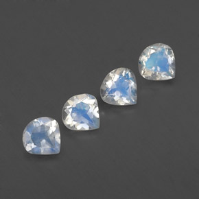 Pietra di luna arcobaleno naturale bianco da 1,50 ct, taglio a pera, trasparente