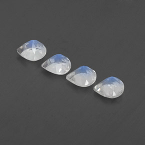 Pietra di luna arcobaleno naturale bianco da 1,50 ct, taglio a pera, trasparente