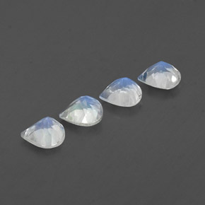 Pietra di luna arcobaleno naturale bianco da 1,49 ct, taglio a pera, trasparente