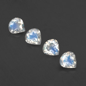 Pietra di luna arcobaleno naturale bianco da 1,51 ct, taglio a pera, trasparente