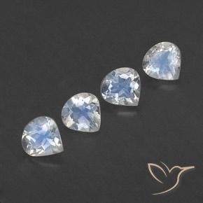 Gemme di Pietra di luna arcobaleno Bianco bluastro naturale da 1.50 ct, Forma a pera, Trasparente