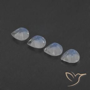 Gemme di Pietra di luna arcobaleno Bianco bluastro naturale da 1.50 ct, Forma a pera, Trasparente