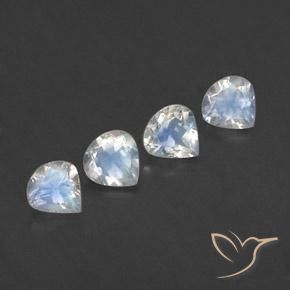 Gemme di Pietra di luna arcobaleno Bianco bluastro naturale da 1.54 ct, Forma a pera, Trasparente