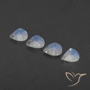 Gemme di Pietra di luna arcobaleno Bianco bluastro naturale da 1.54 ct, Forma a pera, Trasparente