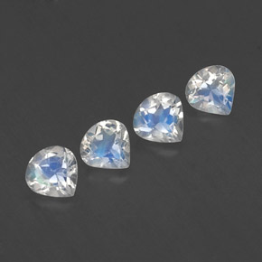 Pietra di luna arcobaleno naturale bianco da 1,49 ct, taglio a pera, trasparente