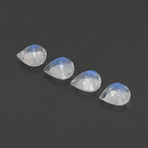 Pietra di luna arcobaleno naturale bianco da 1,49 ct, taglio a pera, trasparente