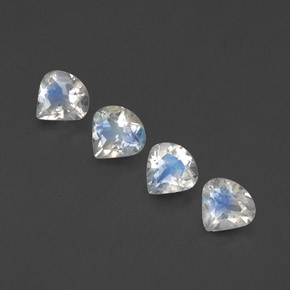 Pietra di luna arcobaleno naturale bianco da 1,37 ct, taglio a pera, trasparente