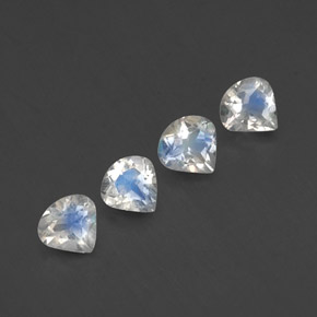 Pietra di luna arcobaleno naturale bianco da 1,37 ct, taglio a pera, trasparente