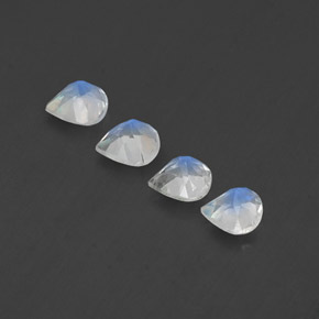 Pietra di luna arcobaleno naturale bianco da 1,37 ct, taglio a pera, trasparente