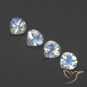 1.53ctw Naturale Bianco bluastro Pietra di luna arcobaleno, Forma a pera, Trasparente