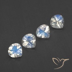 Gemme di Pietra di luna arcobaleno Bianco bluastro naturale da 1.53 ct, Forma a pera, Trasparente