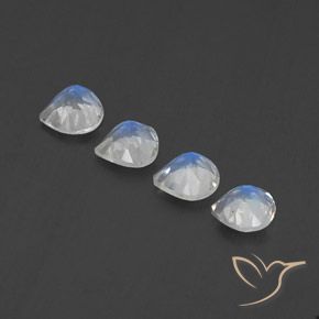 Gemme di Pietra di luna arcobaleno Bianco bluastro naturale da 1.53 ct, Forma a pera, Trasparente
