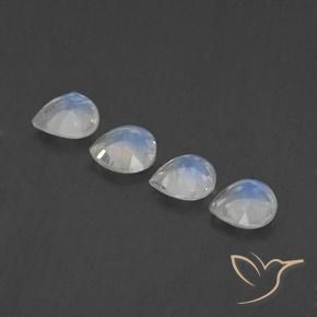 Gemme di Pietra di luna arcobaleno Bianco bluastro naturale da 1.46 ct, Forma a pera, Trasparente